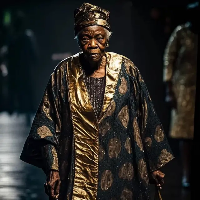 Vieille femme noire habillée en boubou africain