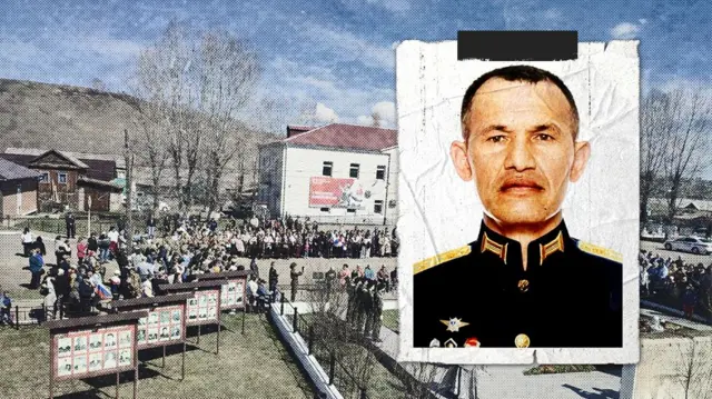 коллаж: Александр Карпов из деревни Булык Боханского района Иркутской области на фоне родного села