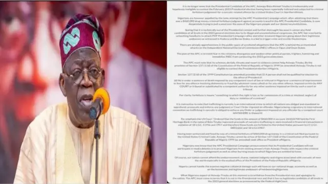 Aworan Tinubu ati atẹjade ti PDP fi sita