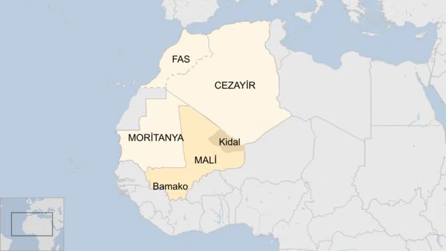 Mali ülkesinin haritası, Afrika'daki yeri.