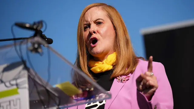 Liz Stein, one of Epstein's accusers, speaks at a rally.