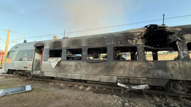 Згорілий потяг Інтерсіті+ в Козятині 