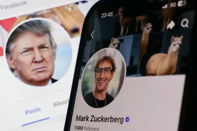 Contas de Zuckerberg e Trump em mídias sociais