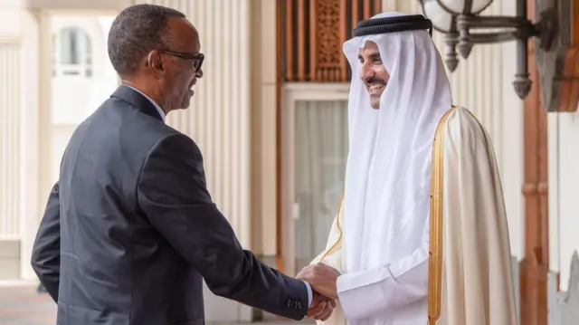 Muri Gashyantare (2) Perezida Kagame yakiriwe na Emir wa Qatar Sheikh Tamim bin Hamad Al Thani i Doha baganira ku mubano w'ibihugu byombi