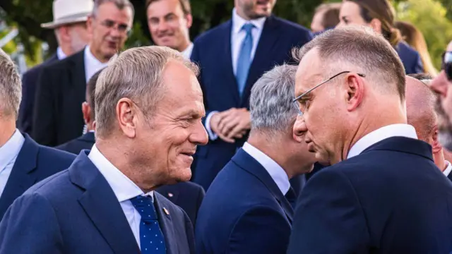 Polonya Başbakanı Donald Tusk ile Cumhurbaşkanı Andrzej Duda.