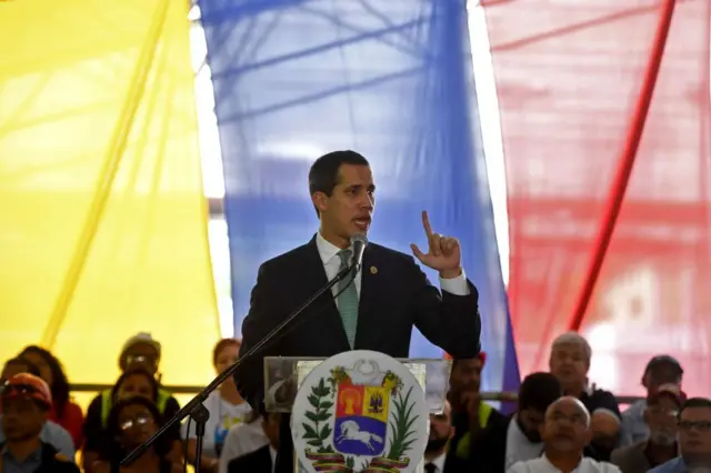 Juan Guaidó faz um discurso em 2019