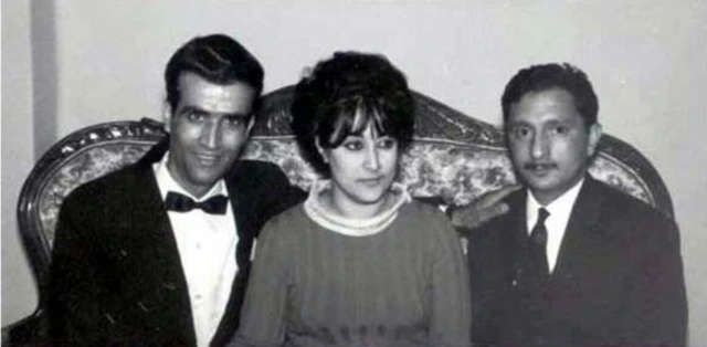 از راست: بیژن ترقی، حمیرا و پرویز یاحقی