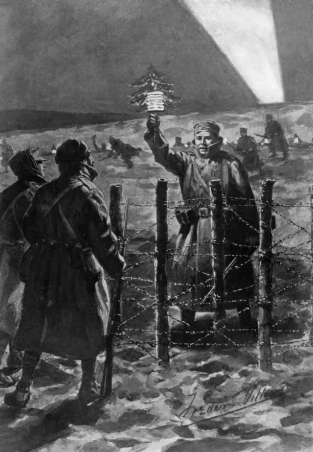  નાતાલ ક્રિસમસ પ્રથમ વિશ્વયુદ્ધ વર્લ્ડ વોર, બીબીસી ગુજરાતી ગુજરાત
પ્રથમ વિશ્વયુદ્ધ ચાલુ હતું. 1914ના શિયાળાની કડકડતી ઠંડી, કાદવ, રક્ત અને યુદ્ધની અંધાધૂંધી વચ્ચે પશ્ચિમી મોરચા પર સ્વયંભૂ યુદ્ધવિરામની એક વિલક્ષણ ઘટના બની હતી. વિશ્વ યુદ્ધ