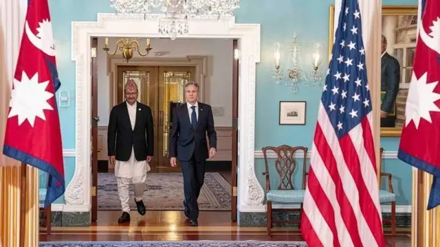 अमेरिकी विदेश मंत्री एंथोली ब्लिंकन के साथ नेपाल के विदेश मंत्री एनपी साउद