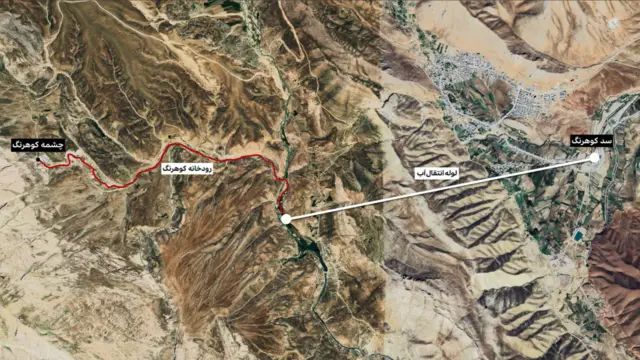 مسیر انتقال آب چشمه کوهرنگ به سد کوهرنگ 