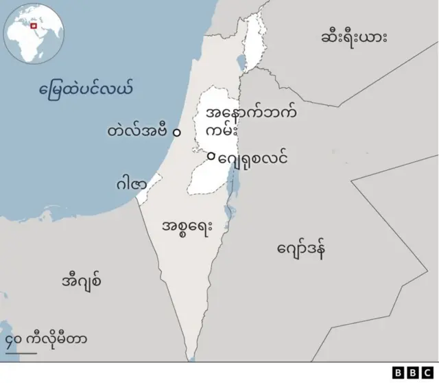 အနောက်ဘက်ကမ်း တည်နေရာပြ