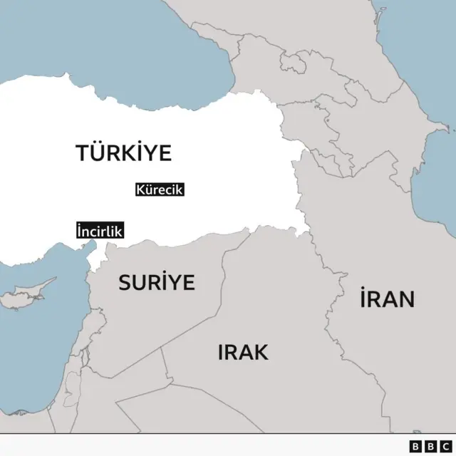 Kürecik ve İncirlik üslerinin yerini gösteren harita