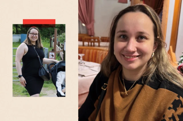 Deux images de Sara De Souza souriant à l'appareil photo