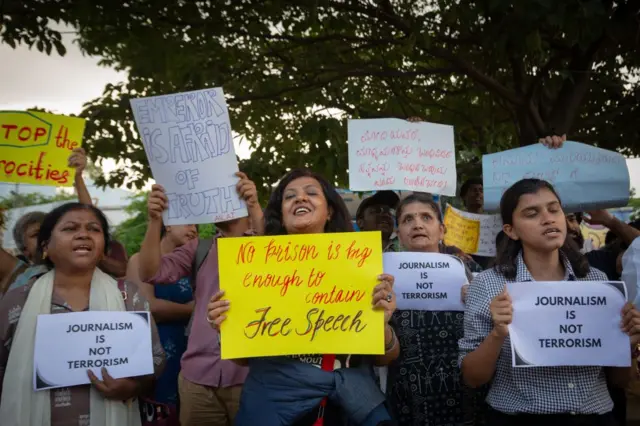 दिल्ली में पत्रकारों का प्रदर्शन.