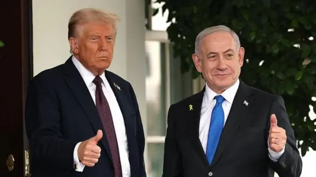 व्हाइट हाऊसमधील भेटीदरम्यान डोनाल्ड ट्रम्प आणि बेंजामिन नेतन्याहू