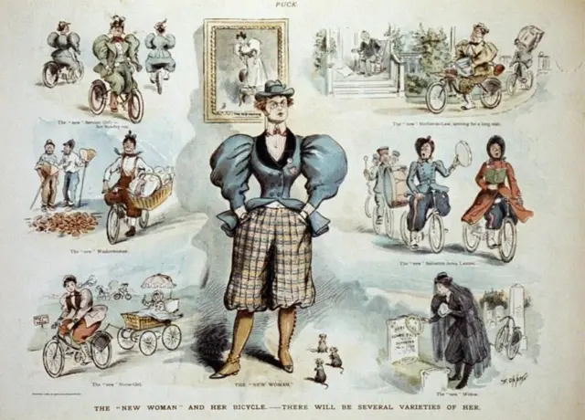 Illustration de femmes utilisant des bicyclettes pour diverses activités.