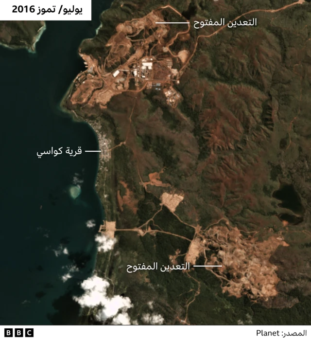 خريطة لمناجم التعدين بالقرب من قرية كواسي