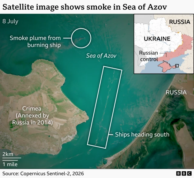 Map showing part of Crimea and the Sea of Azov