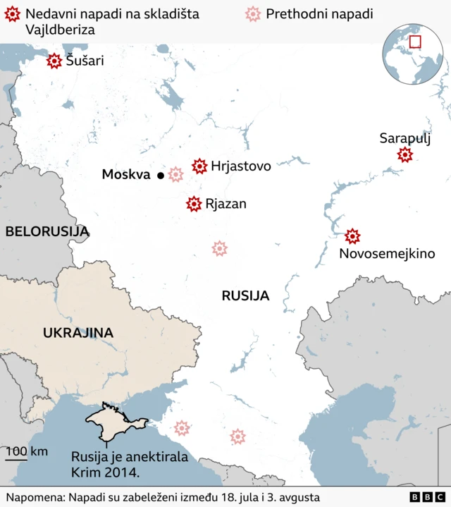 mapa napada ukrajinaca na vajldberiz u rusiji, wildberries