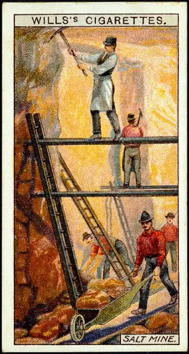 Соляна копальня в Галіції, обкладинка упаковки цигарок, початок ХХ сторіччя