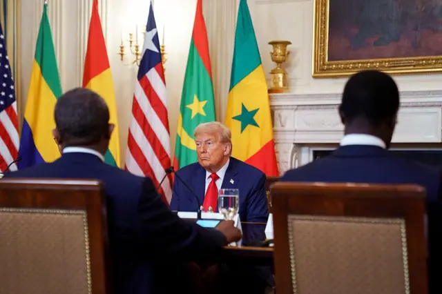 Trump junto preside una reunión con presidentes africanos en la Casa Blanca en julio de 2025.
