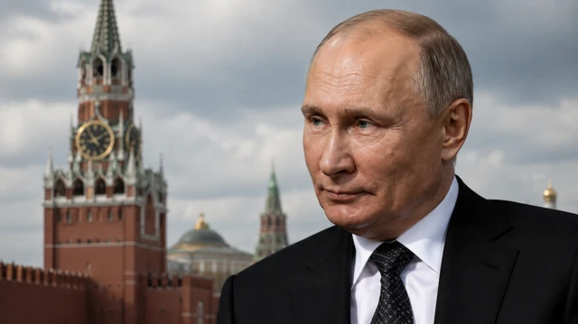 Володимир Путін на тлі Кремля - колаж