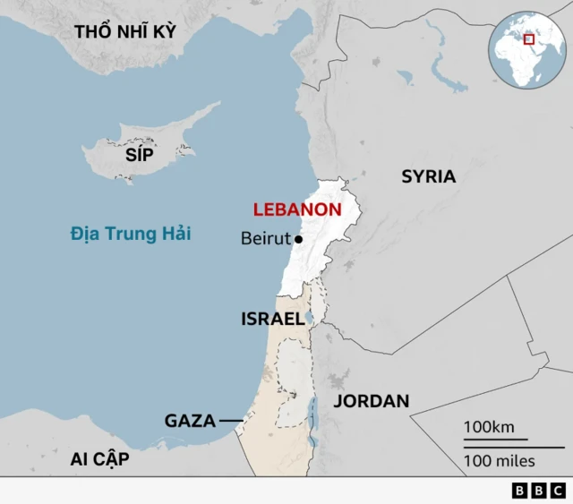 Vị trí địa lý của Lebanon