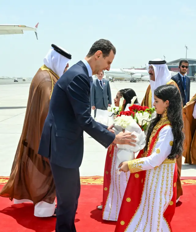 استقبال از بشار اسد رئیس جمهوری سوریه در فرودگاه منامه بحرین