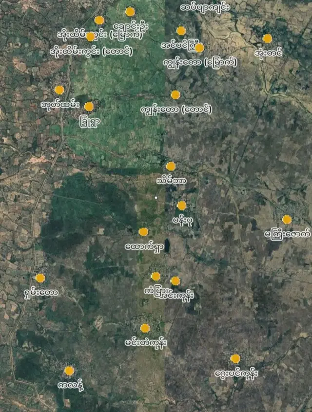 စစ်ကောင်စီ စစ်ကြောင်းဟာ မြေပုံပါ ကျေးရွာတွေကို ပြီးခဲ့တဲ့ ၁၀ ရက်အတွင်း ရွာစဥ်လှည့်ဝင်ခဲ့