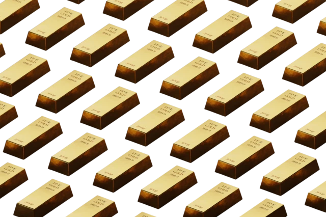 Ilustração de várias barras de ouro enfileiradas