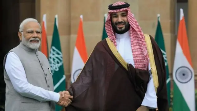இந்திய பிரதமர் நரேந்திர மோதி மற்றும் செளதி அரேபிய பட்டத்து இளவரசர் முகமது பின் சல்மான்