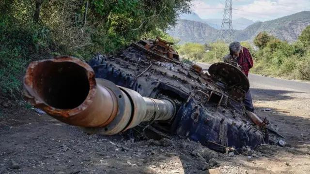 Taankii waraana Tigraay irratti gubate