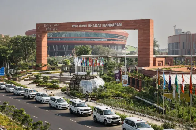 The Bharat Mandapam G20 venue on September 05, 2023 in Delhi, India. The 18th G20 Summit will take place September 9 - 10, 2023. (Photo by Elke Scholiers/Getty Images)