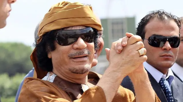 Muamer Gadafi na aerodromu Čampino 29. avgusta 2010. u Rimu