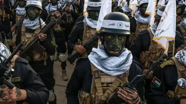 Picha ya gwaride la kijeshi la vuguvugu la Islamic Jihad lililofanyika wiki iliyopita huko Gaza kuadhimisha miaka 36 ya harakati hiyo.