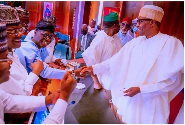 Aarẹ Muhammadu Buhari pẹlu awọn Gomina ẹgbẹ oselu Apc
