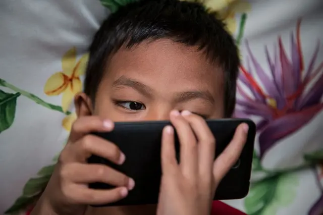  Seorang anak menjelajahi internet tanpa pendampingan orang tua. 