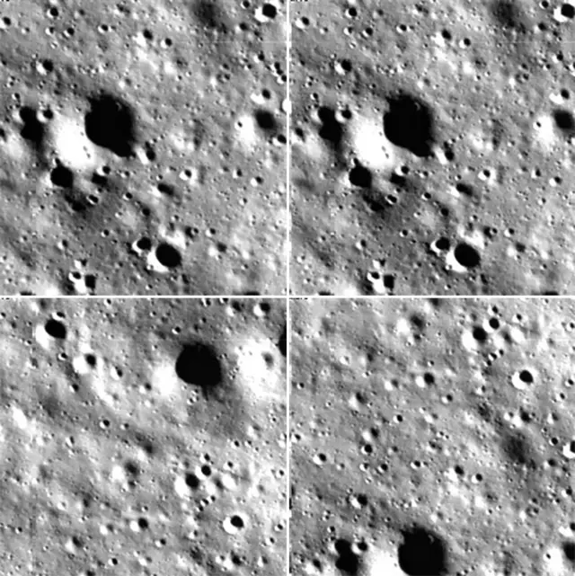 चंद्रमा की सतह की ओर जाते हुए चंद्रयान 3 के कैमरे से ली गई तस्वीर.
