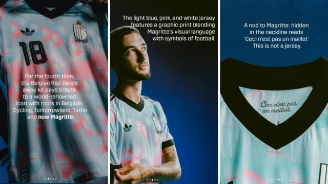 Zeno Debast wears 2026 Belgium away shirt.