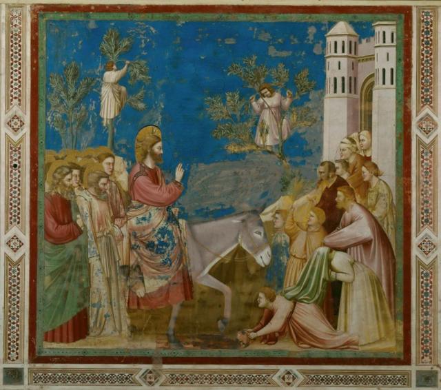 لوحة "دخول المسيح إلى أورشليم" للرسام الإيطالي غيوتو دي بوندوني القرن الـ 14