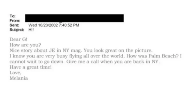 ਮੇਲਾਨੀਆ ਟਰੰਪ ਵੱਲੋਂ ਗਿਲੇਨ ਮੈਕਸਵੈਲ ਨੂੰ ਭੇਜੇ ਗਏ ਈਮੇਲ ਦੀ ਤਸਵੀਰ