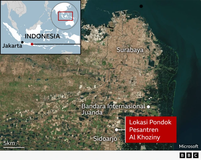 Peta lokasi Ponpes Al Khoziny di Sidoarjo