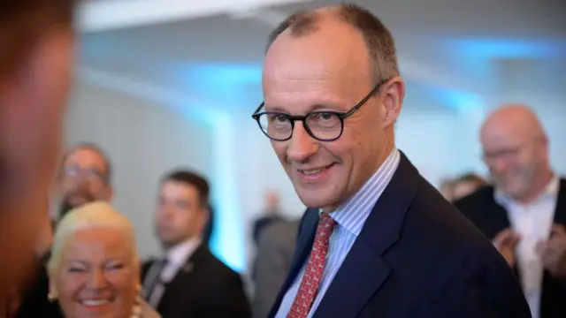 CDU's leader Friedrich Merz in an election campaign event