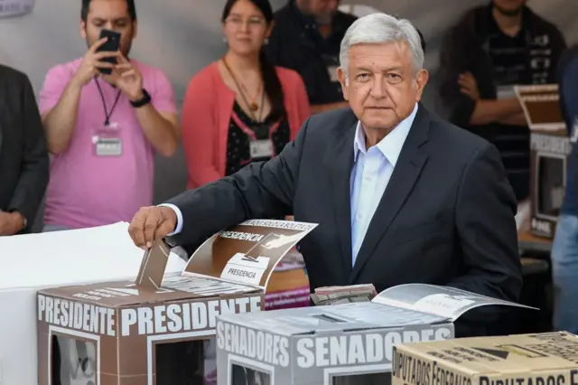 LÃ³pez Obrador deposita su voto en 2018