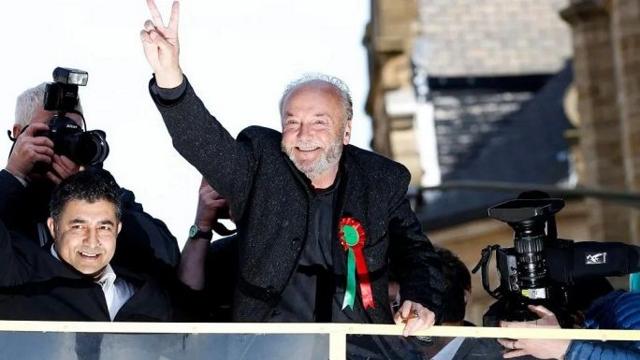 A photo from 2012 when Galloway won in Bradford for the Respect party over Labor MP Imran Hussain.