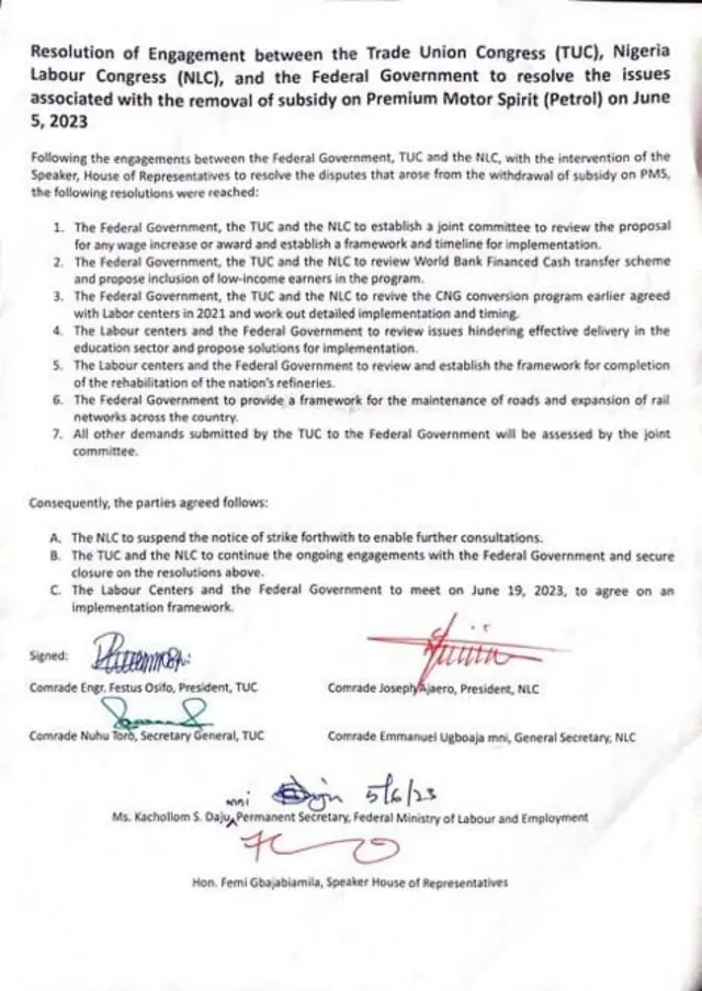 Aworan Atẹjade ti NLC TUC buwọlu