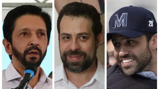 Montagem com fotos dos candidatos a prefeitofox sports ao vivoSão Paulo, Ricardo Nunes, Guilherme Boulos e Pablo Marçal
