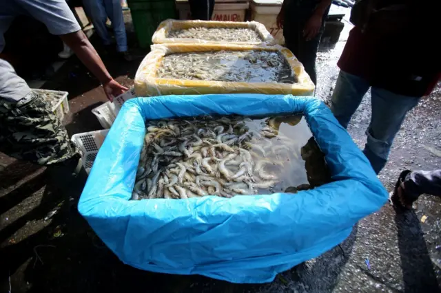 Udang sedang dijual.
