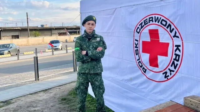 Jack Yao - seen here in Poland - signed up to fight in Ukraine just three days after President Zelensky invited people to join its military