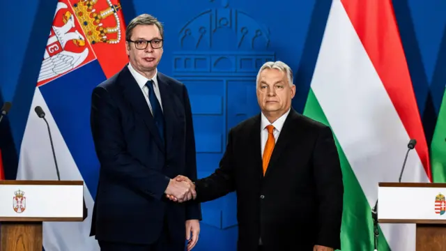 Predsednik Srbije Aleksandar Vučić i mađarski premijer Viktor Orban u februaru 2025. godine